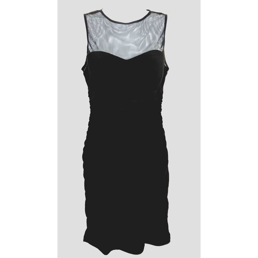 Eliza J Black Mesh Ruched Short Sleeveless Cocktail  Dress Size 4 NWT